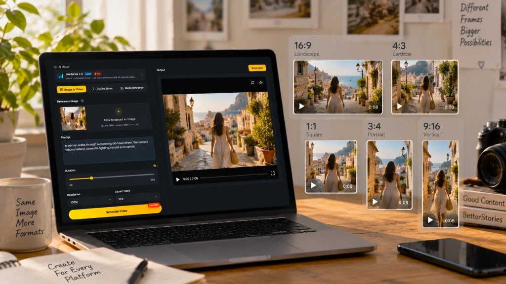 AI video outputs in flexible resolutions and aspect ratios