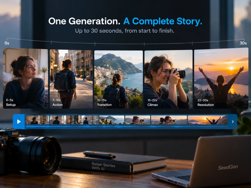A 30-second story timeline from setup through action and resolution